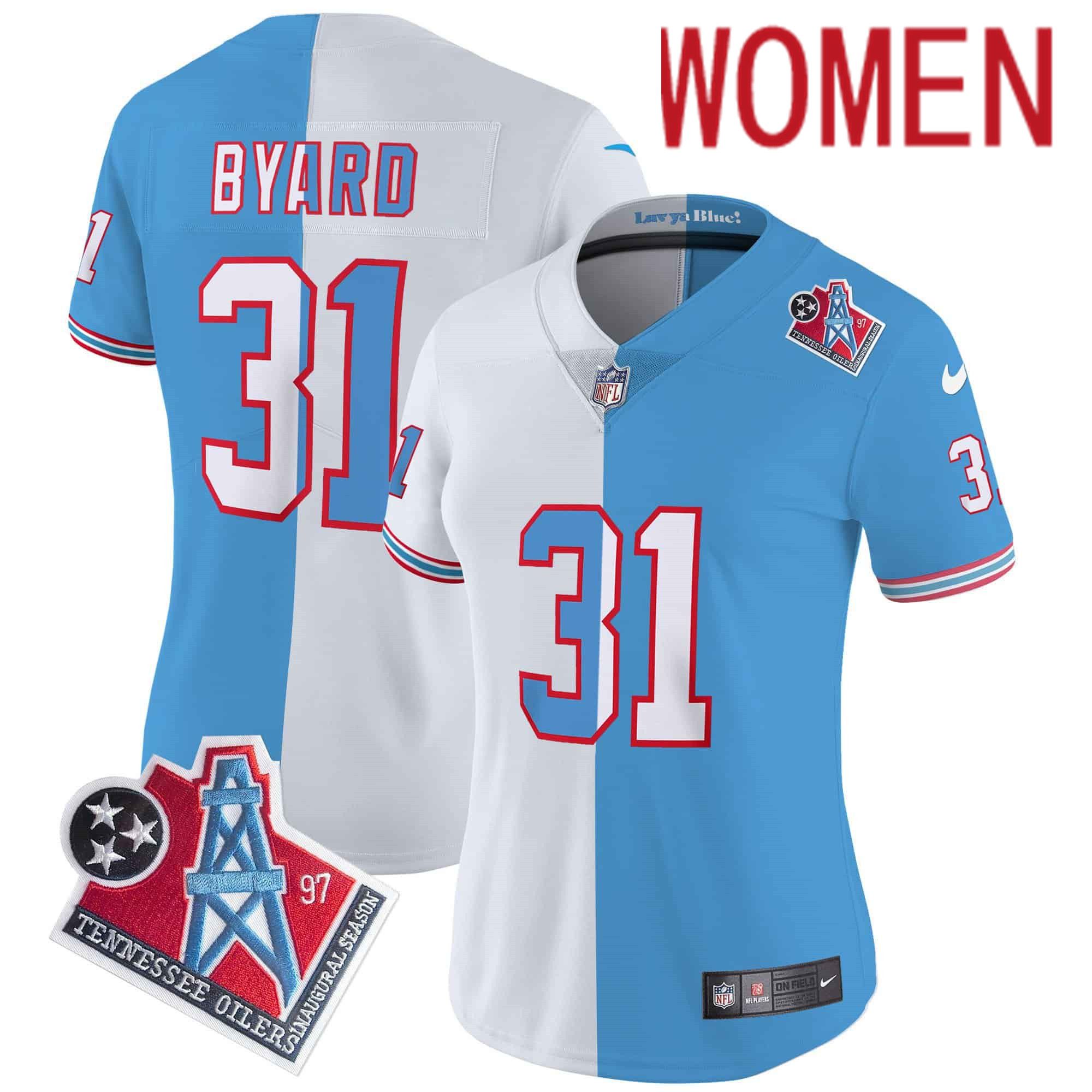 Women Tennessee Titans #31 Byard Light Blue with white 1997 Throwback 2024 Nike Limited Vapor NFL Jersey->women nfl jersey->Women Jersey